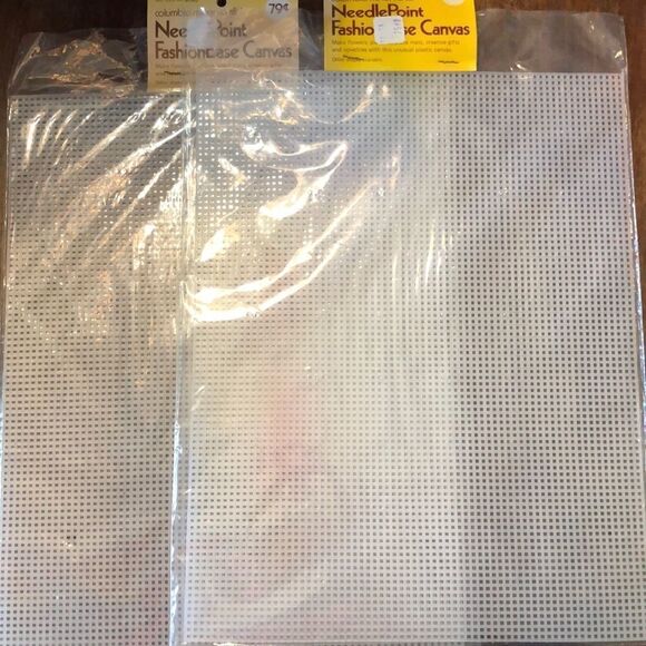 Vintage Lot of 2 Plastic Canvas Needlepoint - Picture 1 of 4